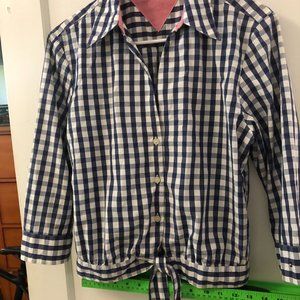 Tommy Hilfiger Tie Top Checkered Blouse 10-12